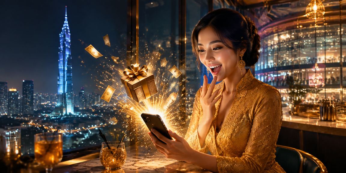 Woman in kebaya outfit accessing taxi66 mobile casino in Kuala Lumpur