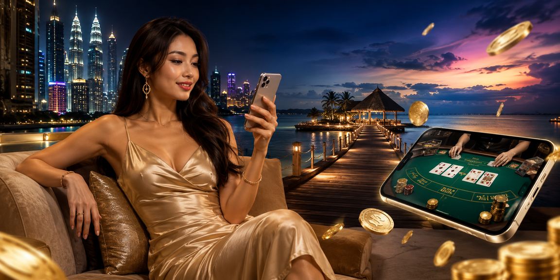 A Malaysian female player enjoying online baccarat in Petaling Jaya